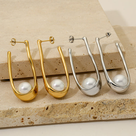 Pearls Geometric Earrings